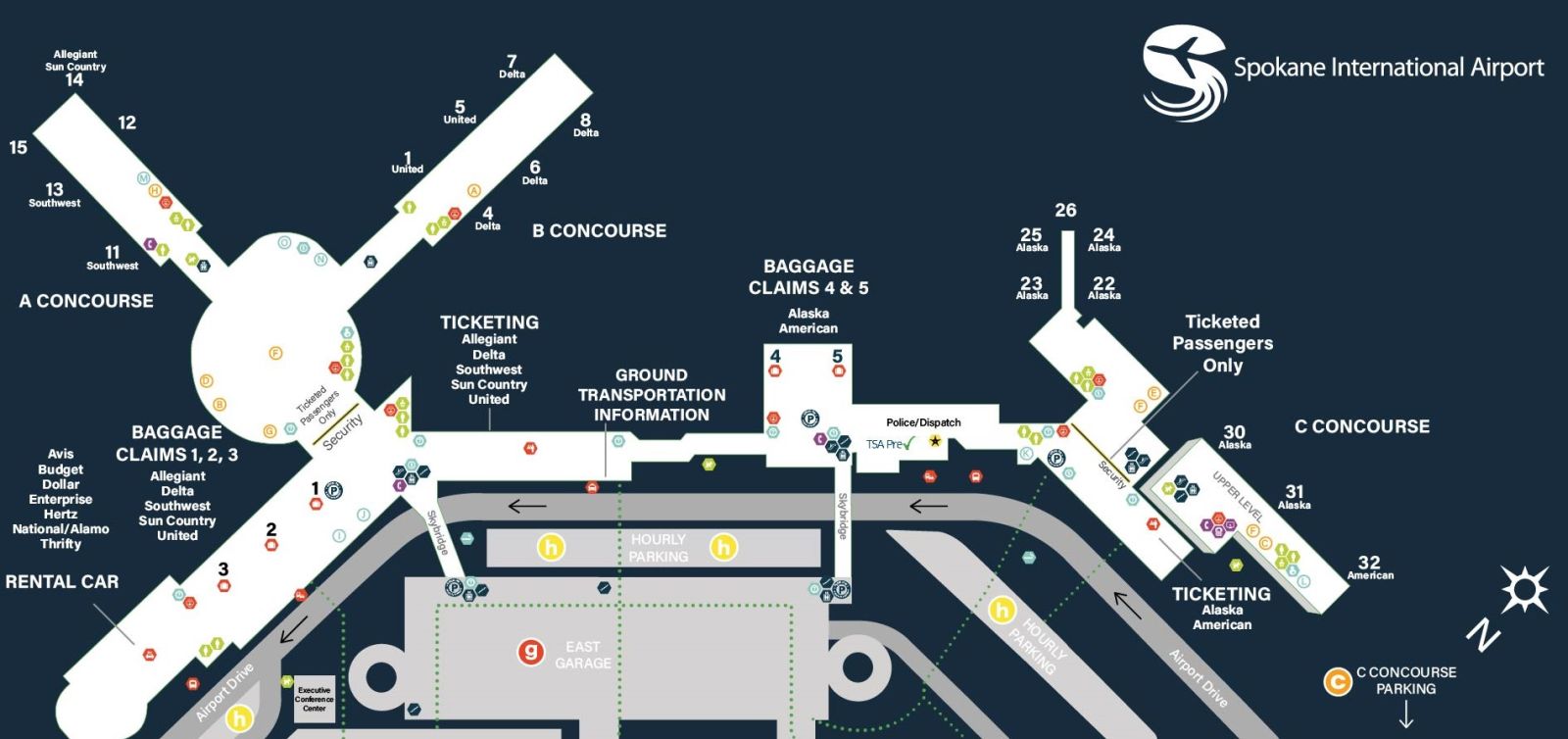 Spokane Intl Airport > Terminal > Terminal Map